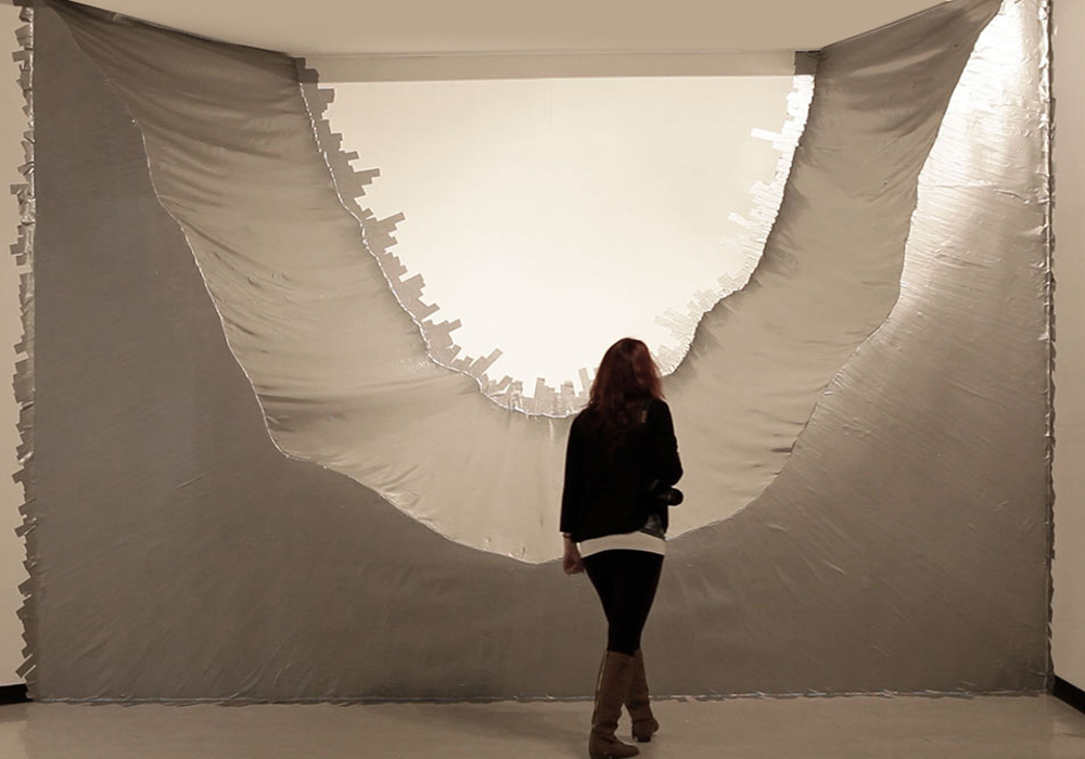 Installation with duct tape, space intervention by Alejandra Avilés